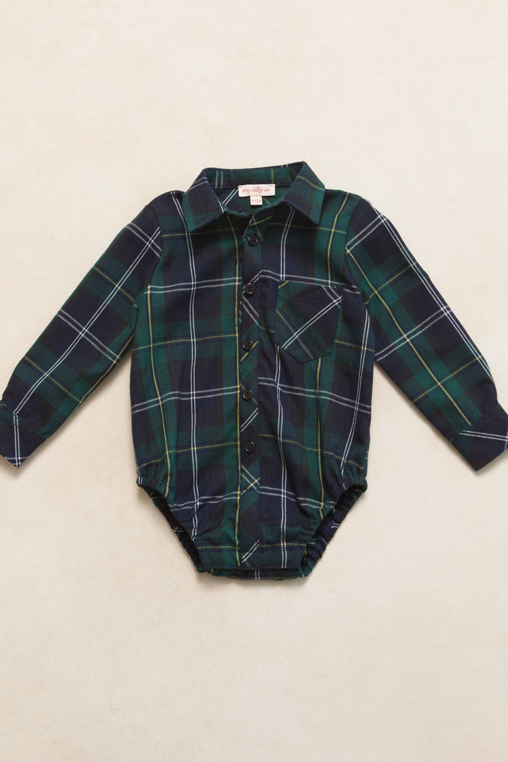 Baby Boys John Shirt in Connie Navy Plaid - FINAL SALE