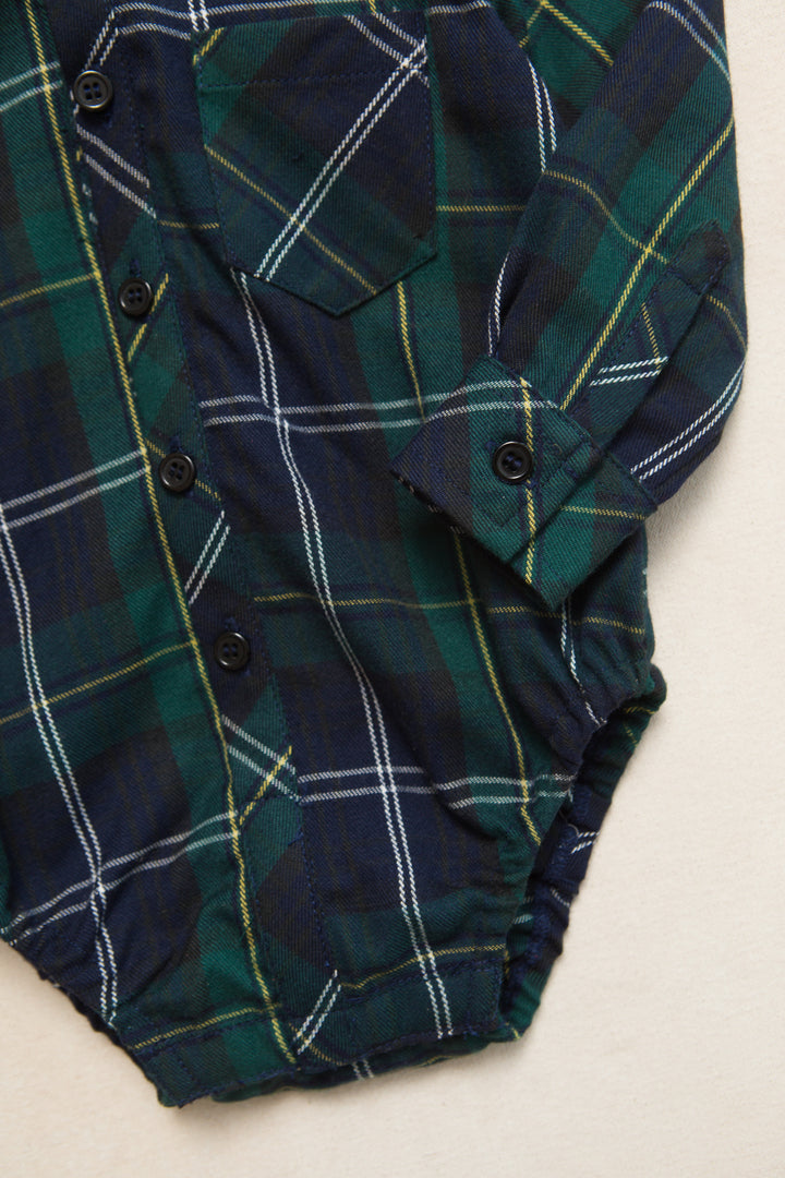 Baby Boys John Shirt in Connie Navy Plaid - FINAL SALE