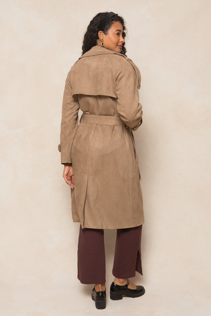 Holly Coat in Tan Suede