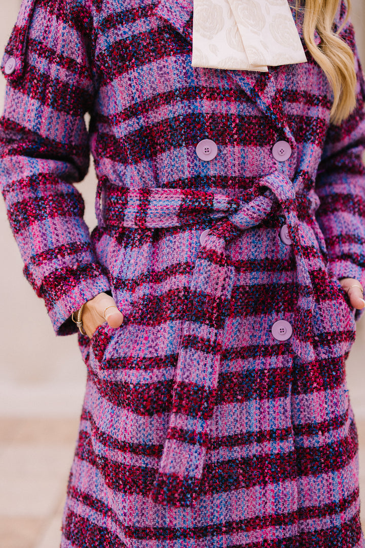 Holly Plaid Coat in Violet