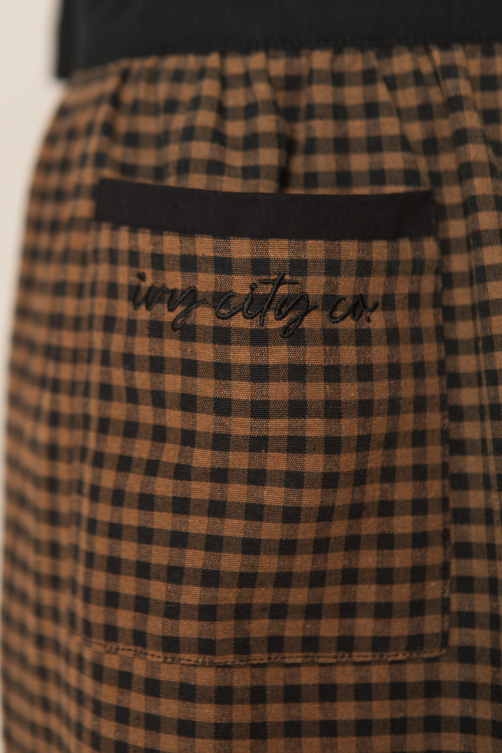 Ivy Apron in Maple Brown Gingham Cotton - FINAL SALE