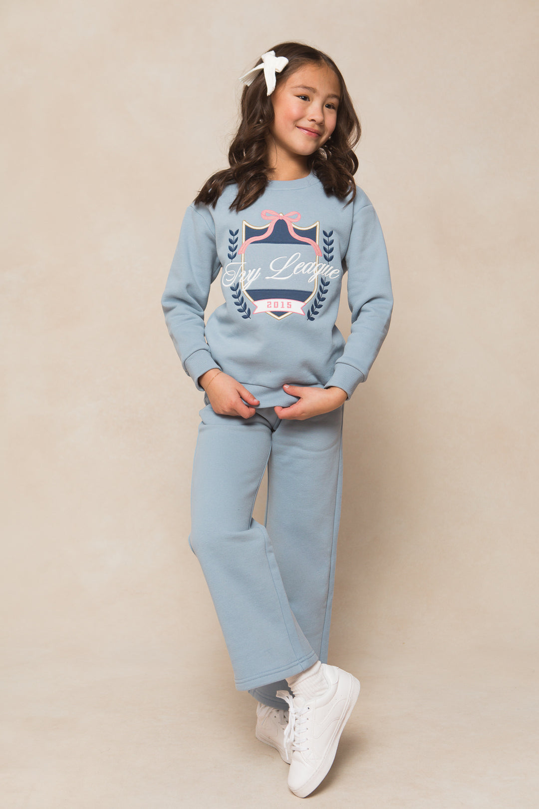 Mini Ivy Embroidered Crewneck Sweatshirt in Blue