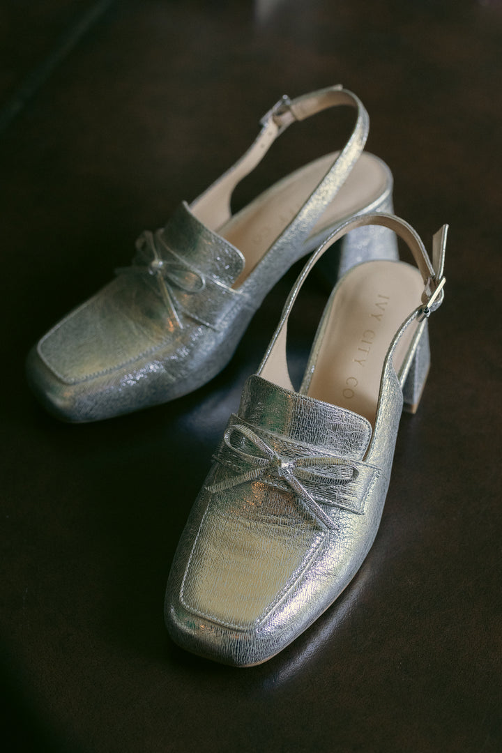 Ivy Bow Loafer in Silver - FINAL SALE