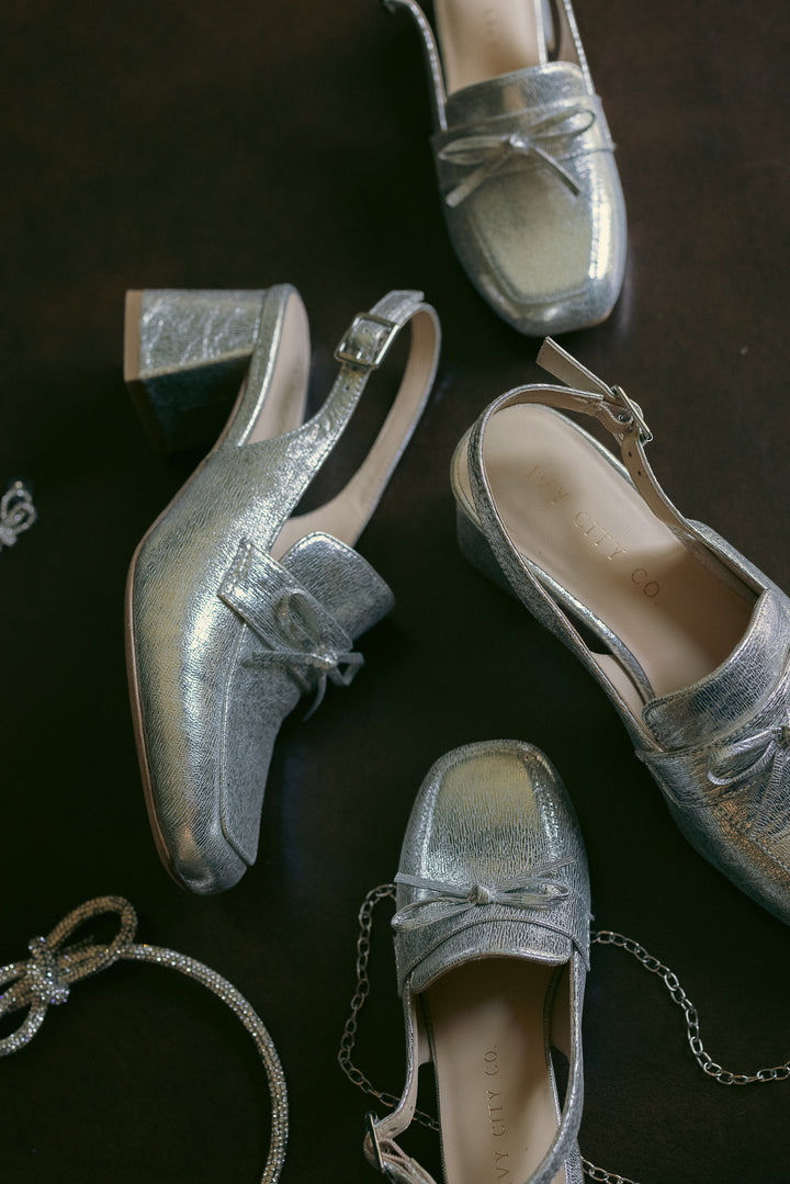 Mini Ivy Bow Loafer in Silver - FINAL SALE