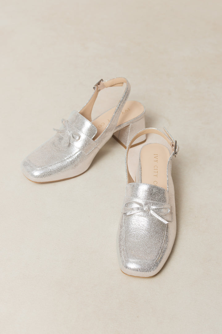 Ivy Bow Loafer in Silver - FINAL SALE