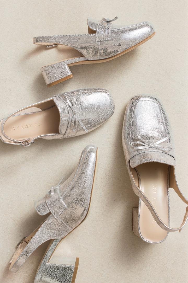 Ivy Bow Loafer in Silver - FINAL SALE