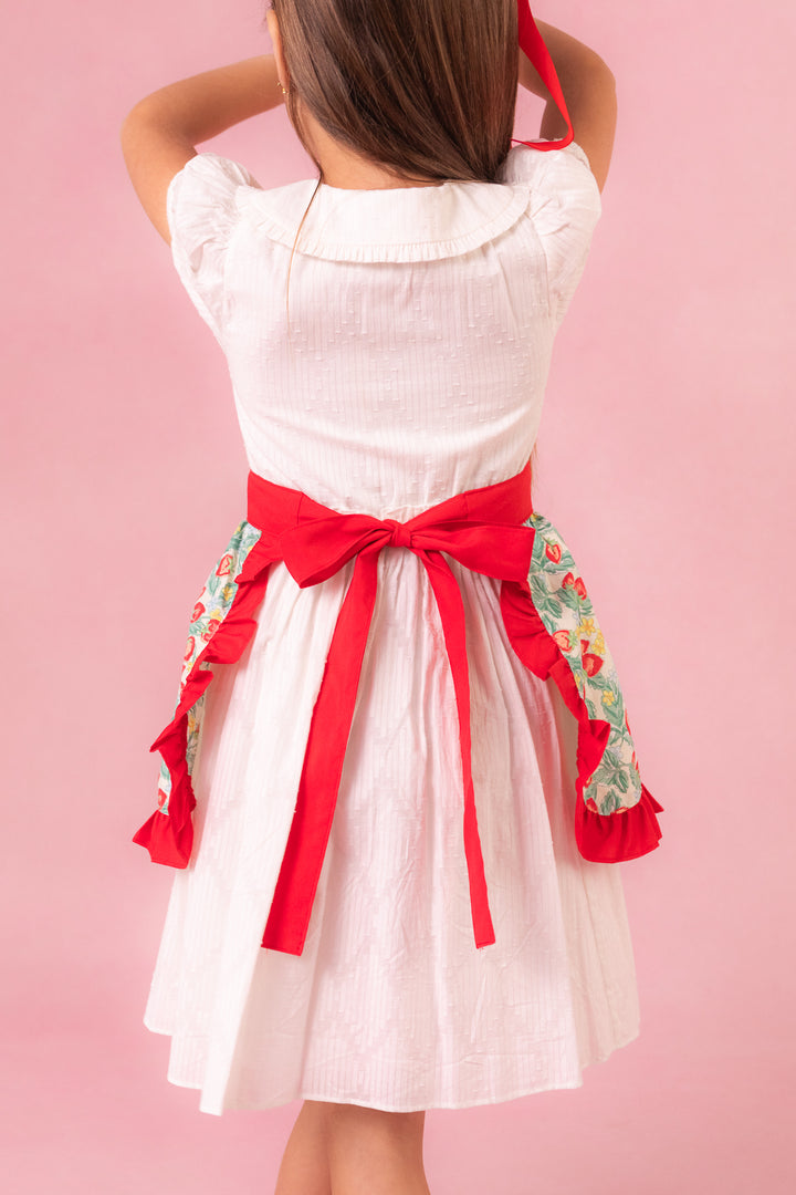 Mini Ivy Half Apron in Strawberry Cotton - FINAL SALE