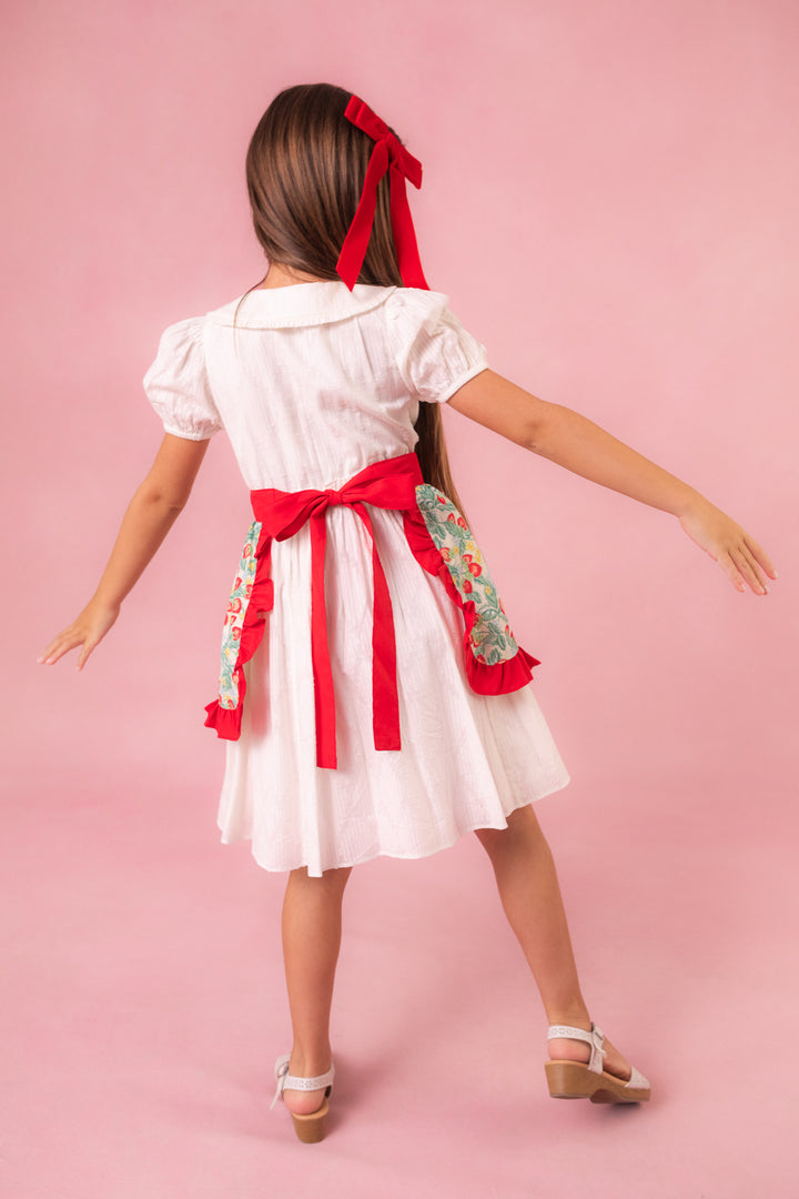 Mini Ivy Half Apron in Strawberry Cotton - FINAL SALE