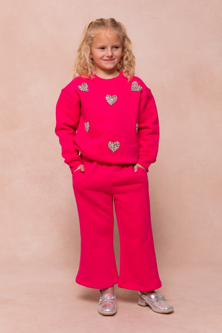 Mini Ivy Jewel Heart Sweatpants in Pink