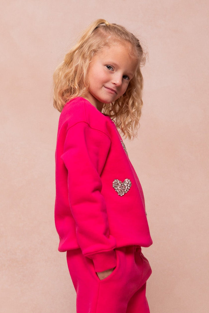 Mini Ivy Jewel Heart Sweatshirt in Pink