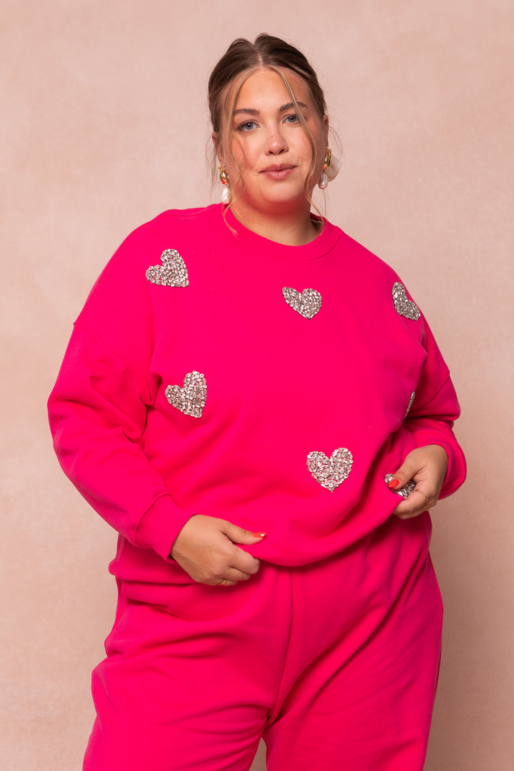 Ivy Jewel Heart Sweatshirt in Pink