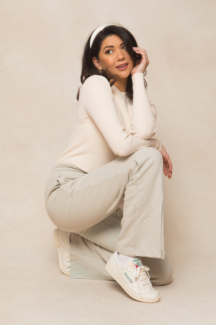 Ivy Flare Sweatpants in Sage