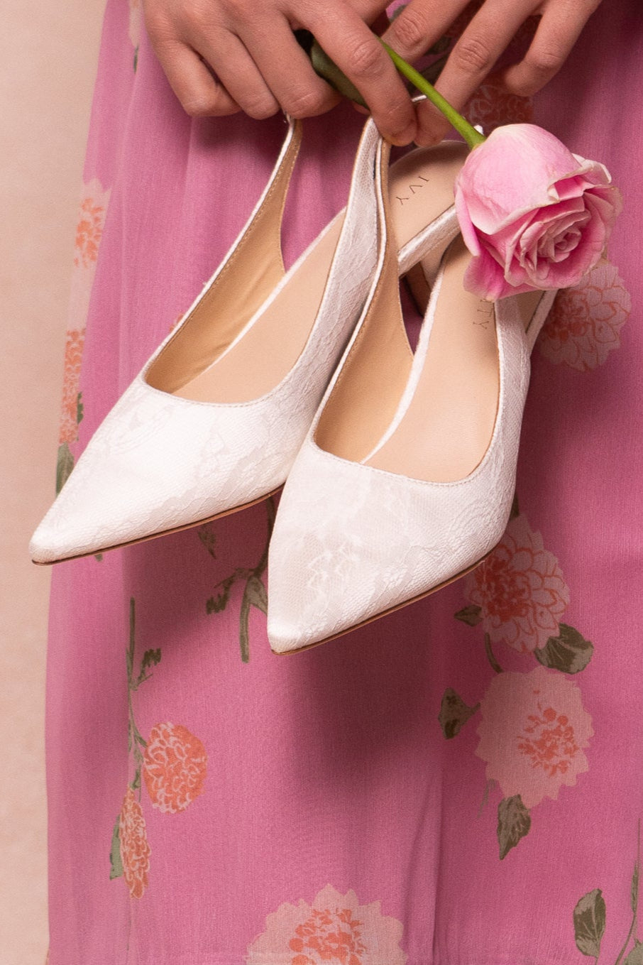 Ivy Lace Kitten Heel in White