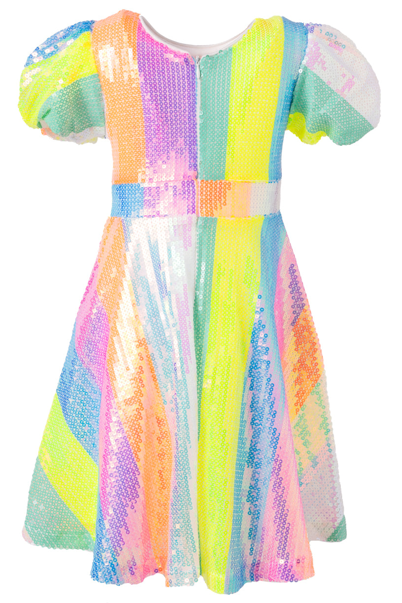 Mini Jagger Dress in Striped Sequin