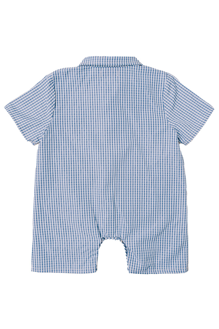 Baby Boy James Romper in Blue Gingham - FINAL SALE