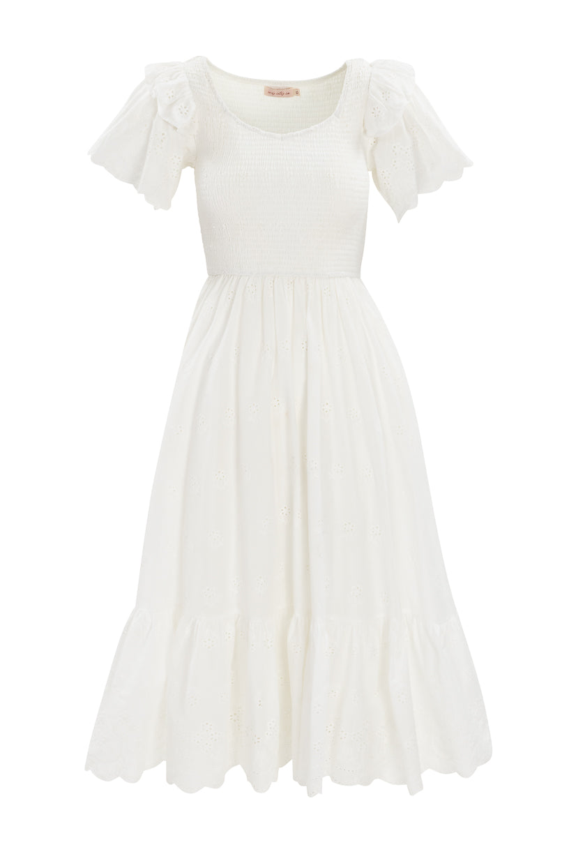 Janie Dress in White Eyelet