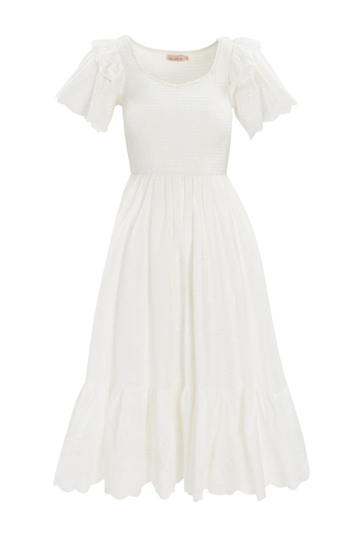 Janie Dress in White Eyelet