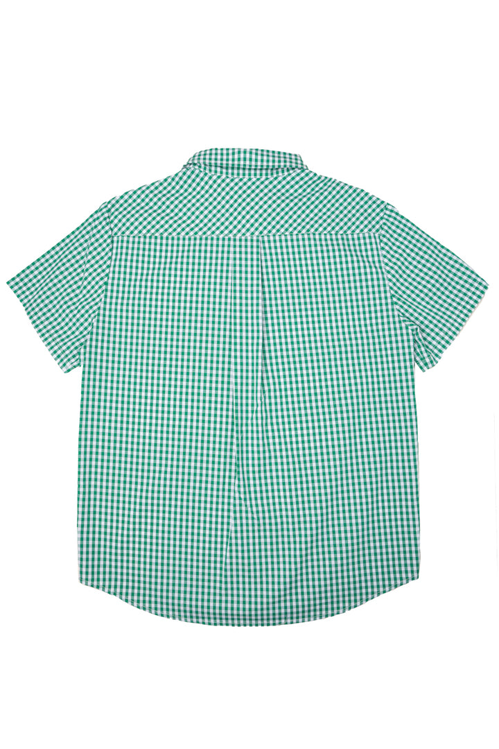 Mens James Shirt in Green Gingham - FINAL SALE