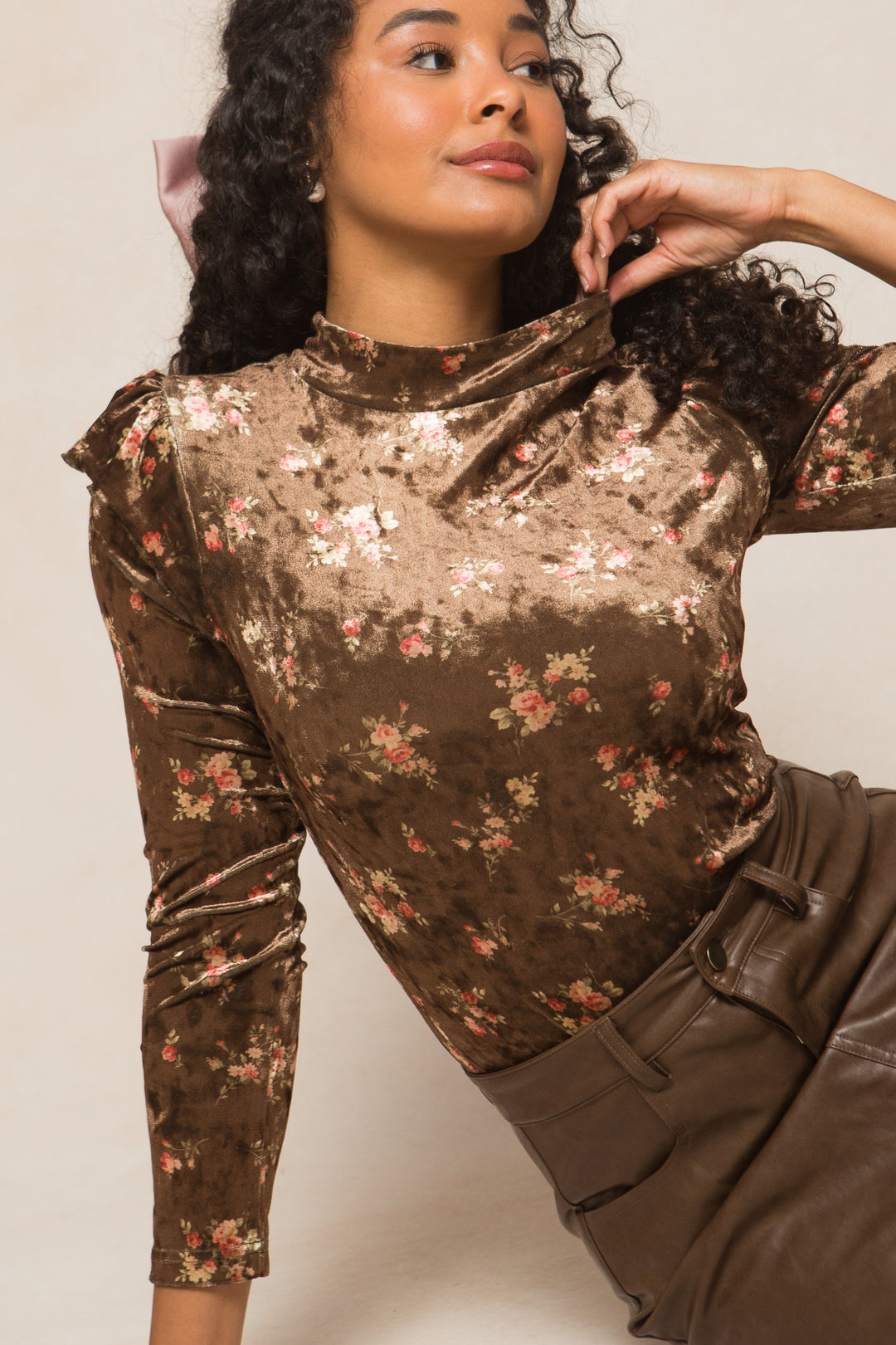 La La Lady Top in Brown Floral - FINAL SALE