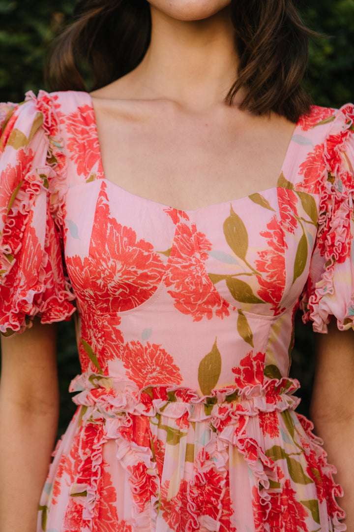 Layla Dress in Pink Floral