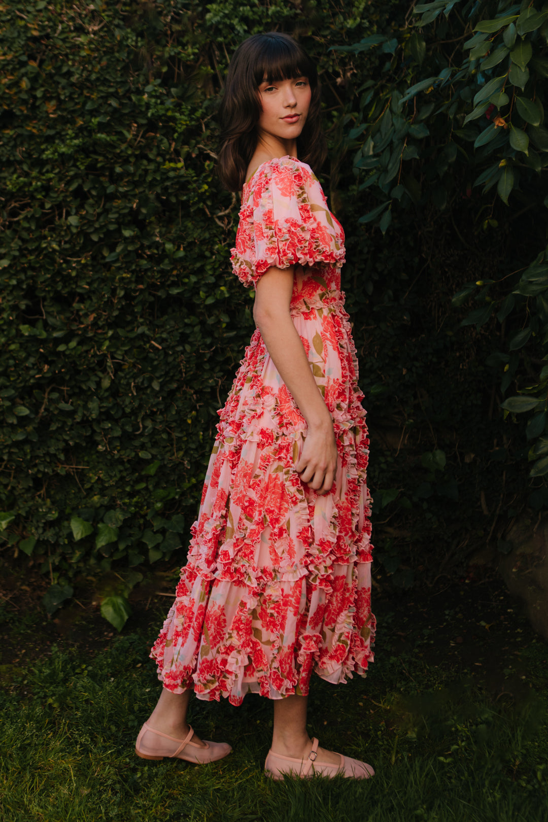 Layla Dress in Pink Floral