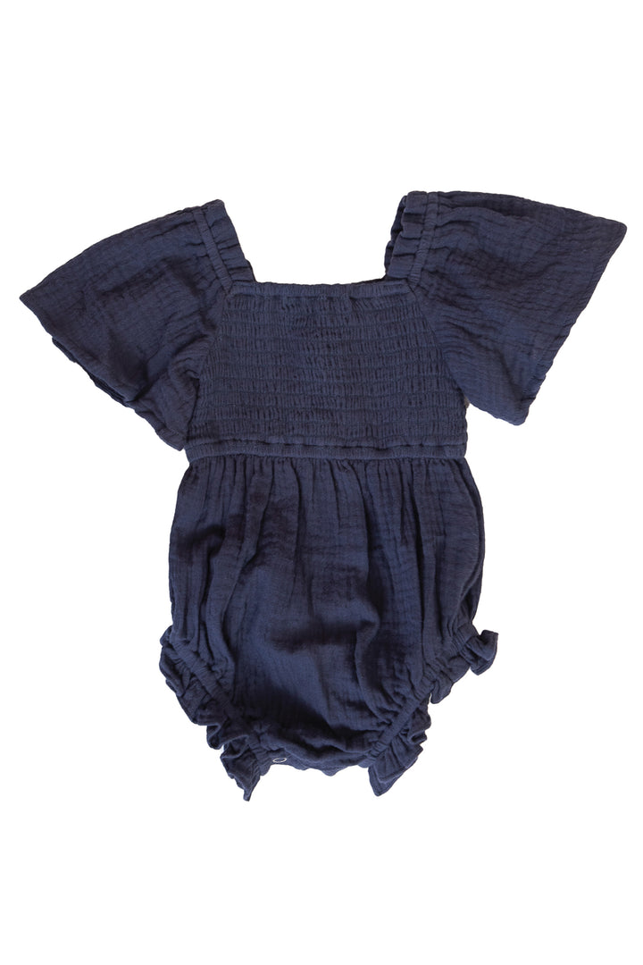 Baby Lennon Romper in Dusty Blue - FINAL SALE