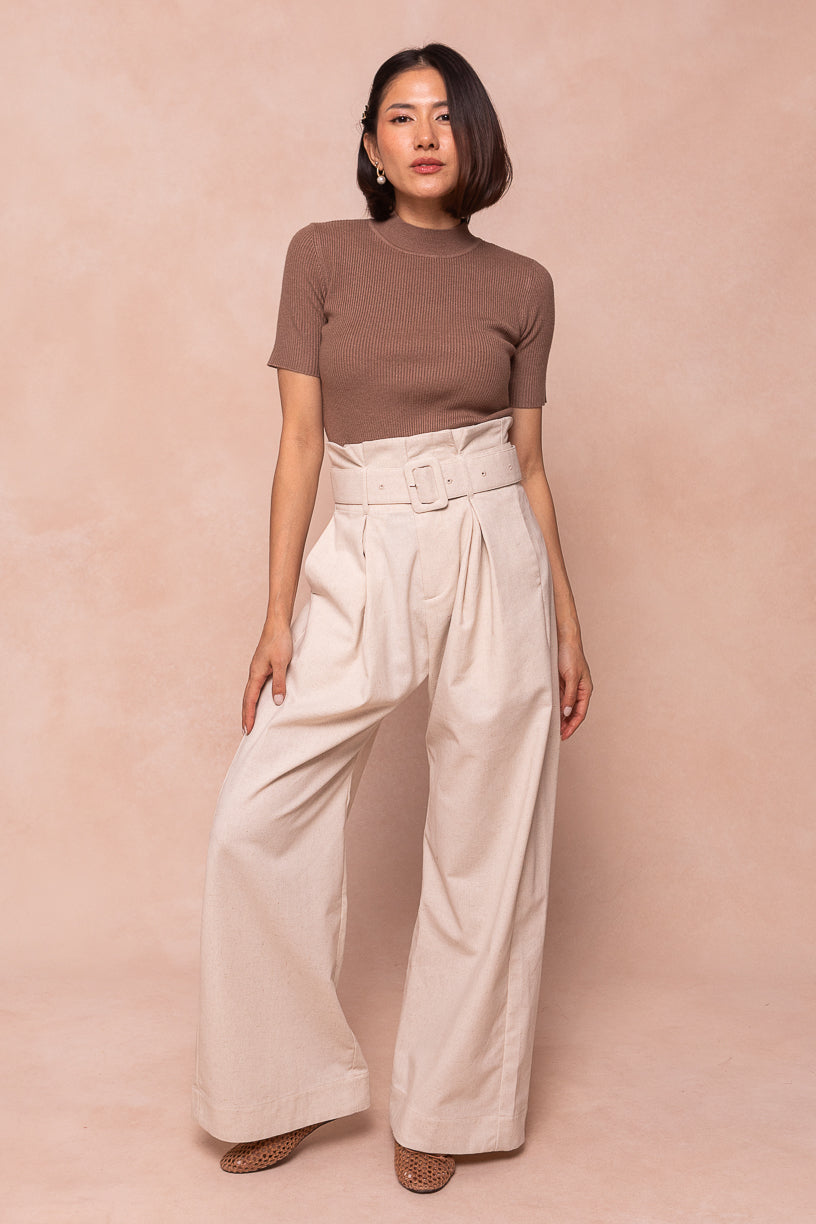 Lexie Short Sleeve Top in Taupe