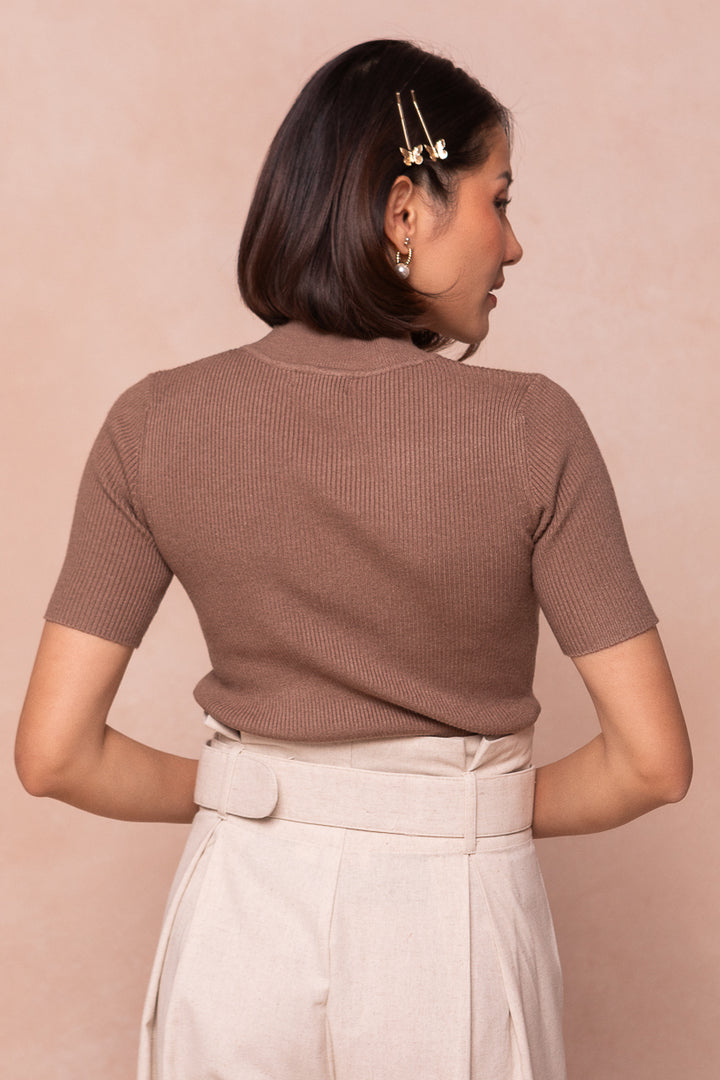 Lexie Short Sleeve Top in Taupe