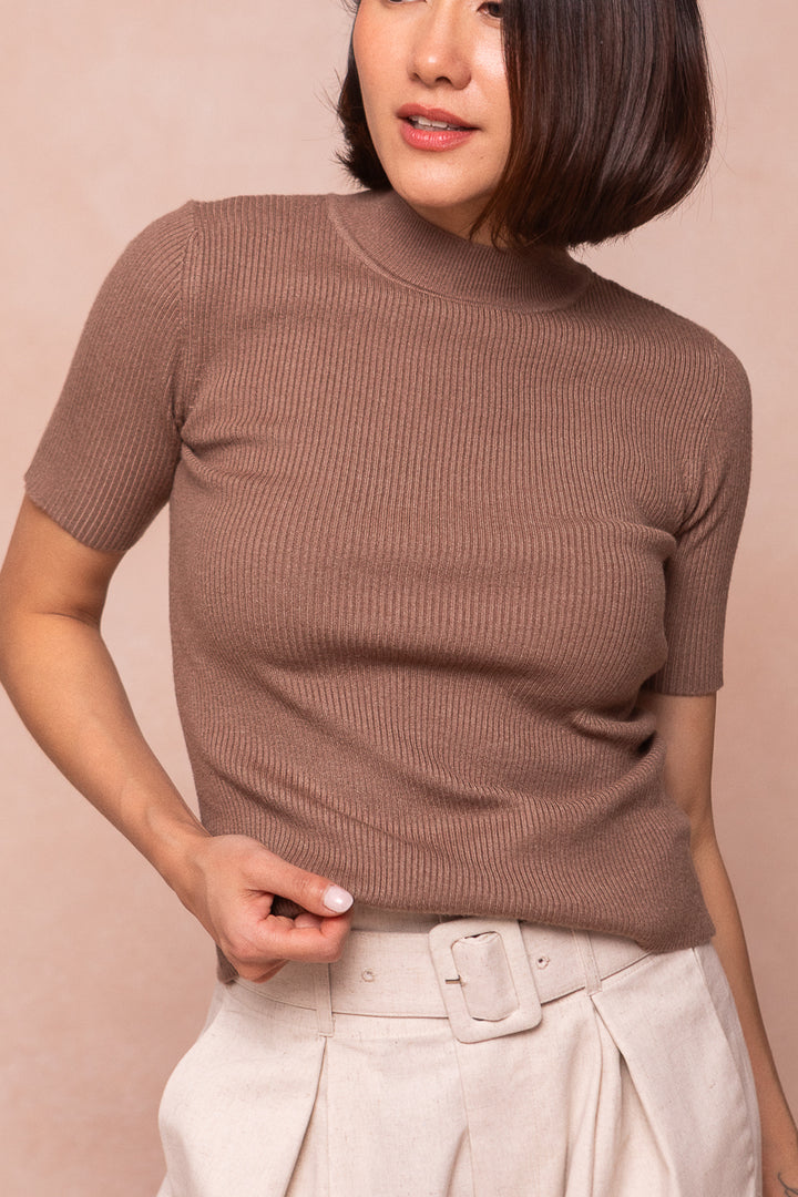 Lexie Short Sleeve Top in Taupe