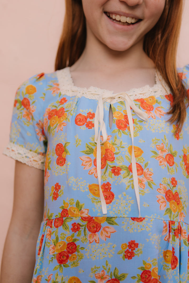 Mini Libby Dress in Orange Floral