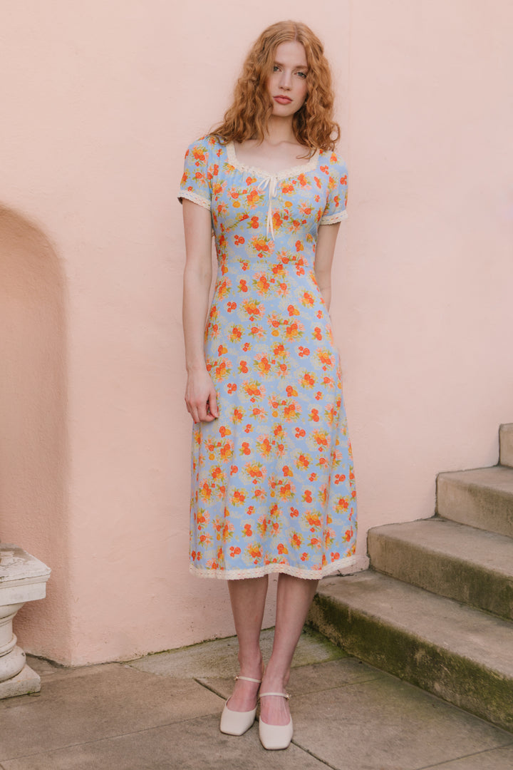 Libby Dress in Orange Floral