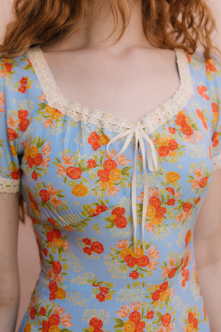 Libby Dress in Orange Floral