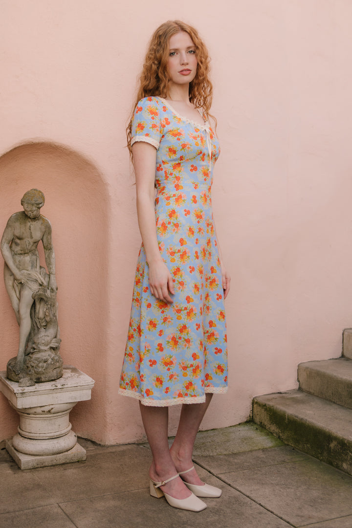 Libby Dress in Orange Floral
