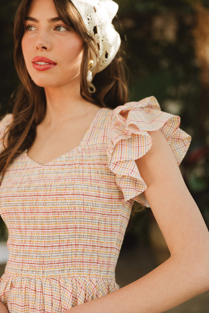 Hattie Dress in Multicolor Gingham