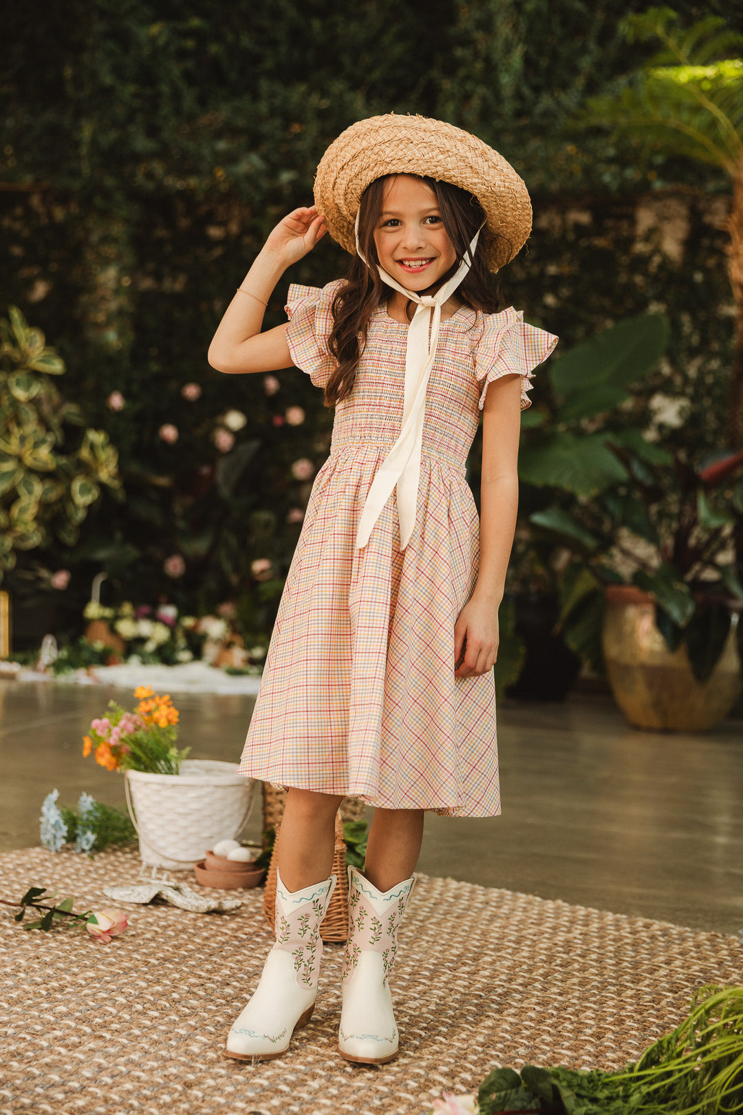 Mini Hattie Dress in Multicolor Gingham