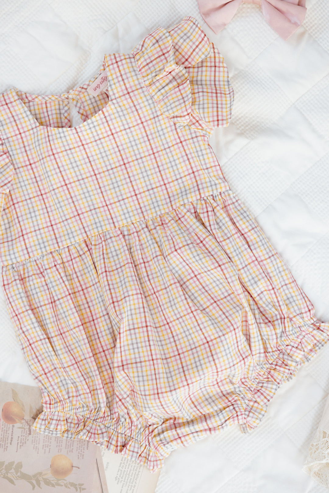 Baby Hattie Romper in Multicolor Gingham