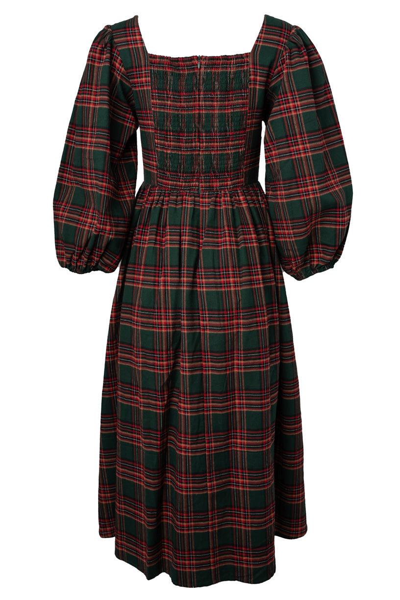 Margo Midi Dress in Green Plaid - FINAL SALE