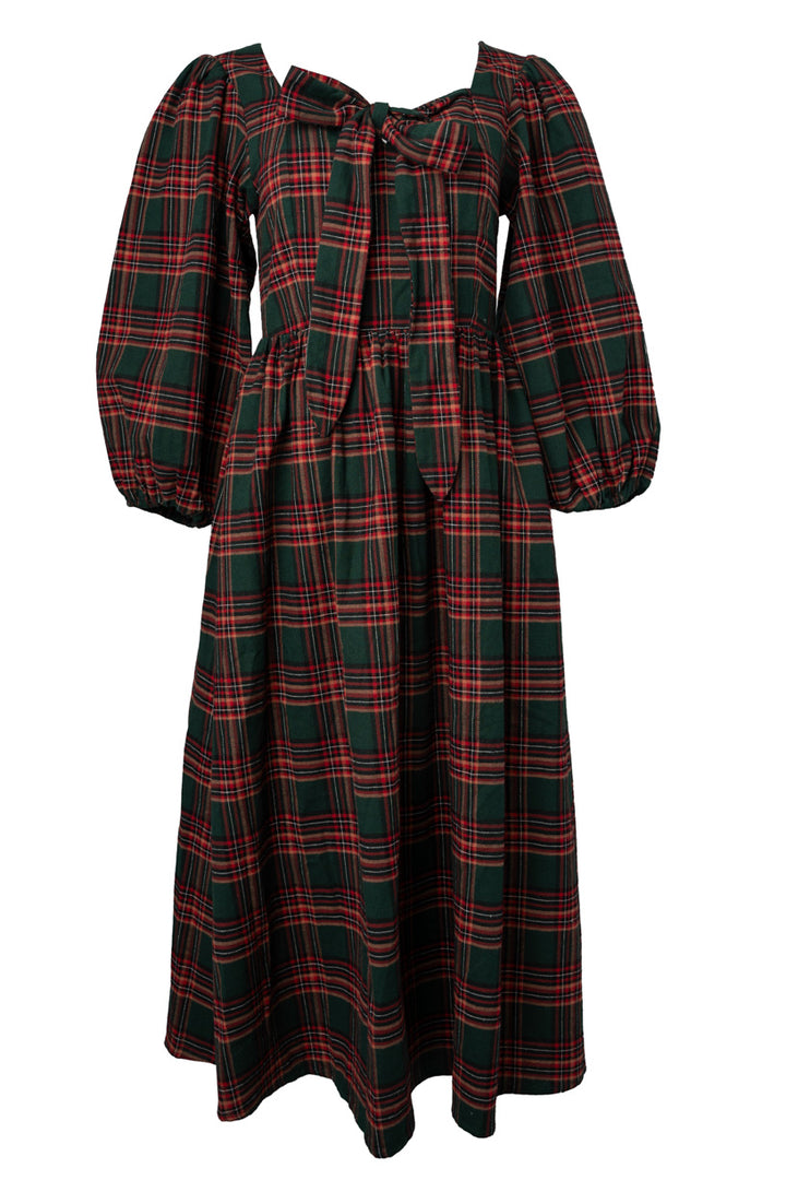 Margo Midi Dress in Green Plaid - FINAL SALE