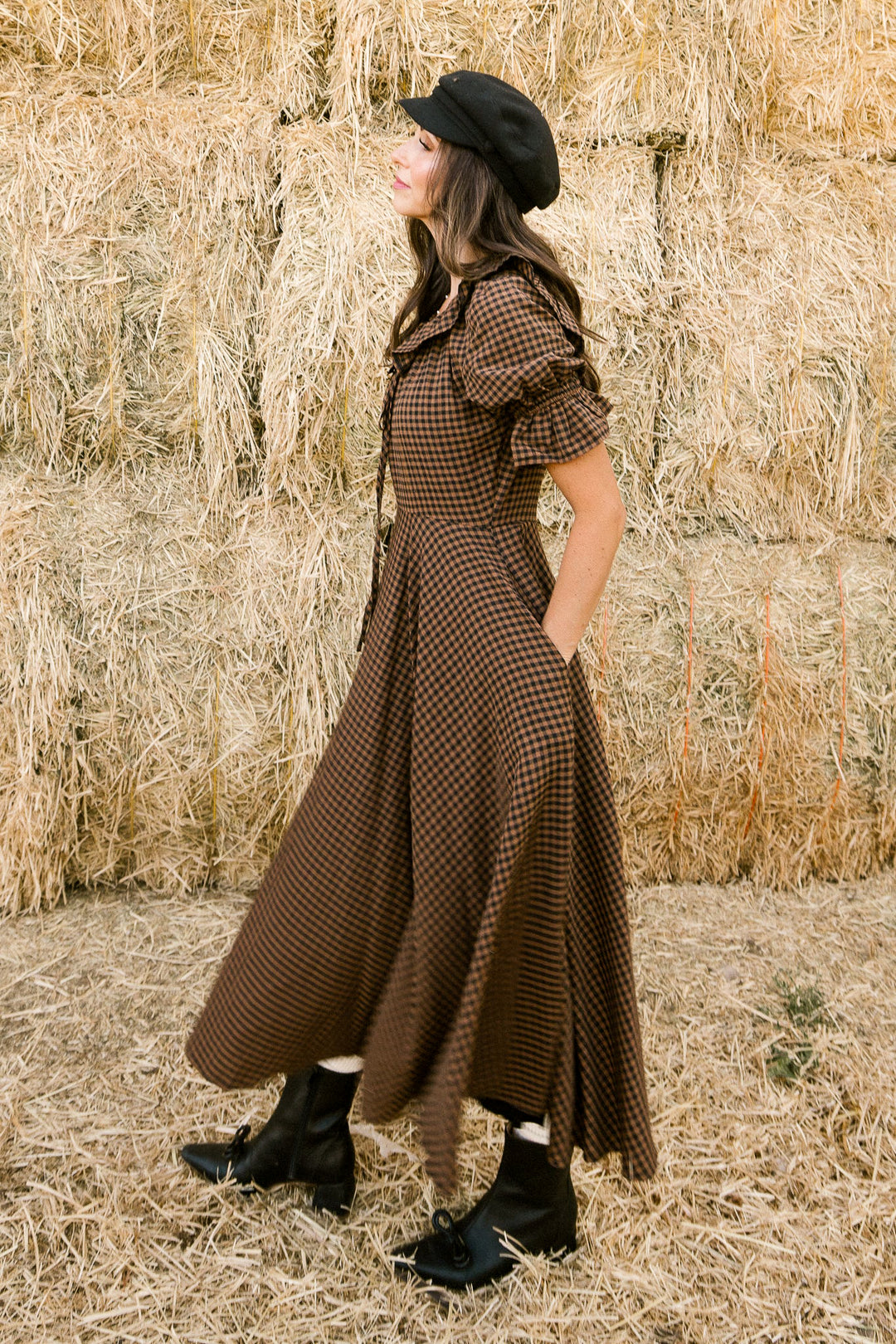 Maple Dress in Brown Gingham - FINAL SALE