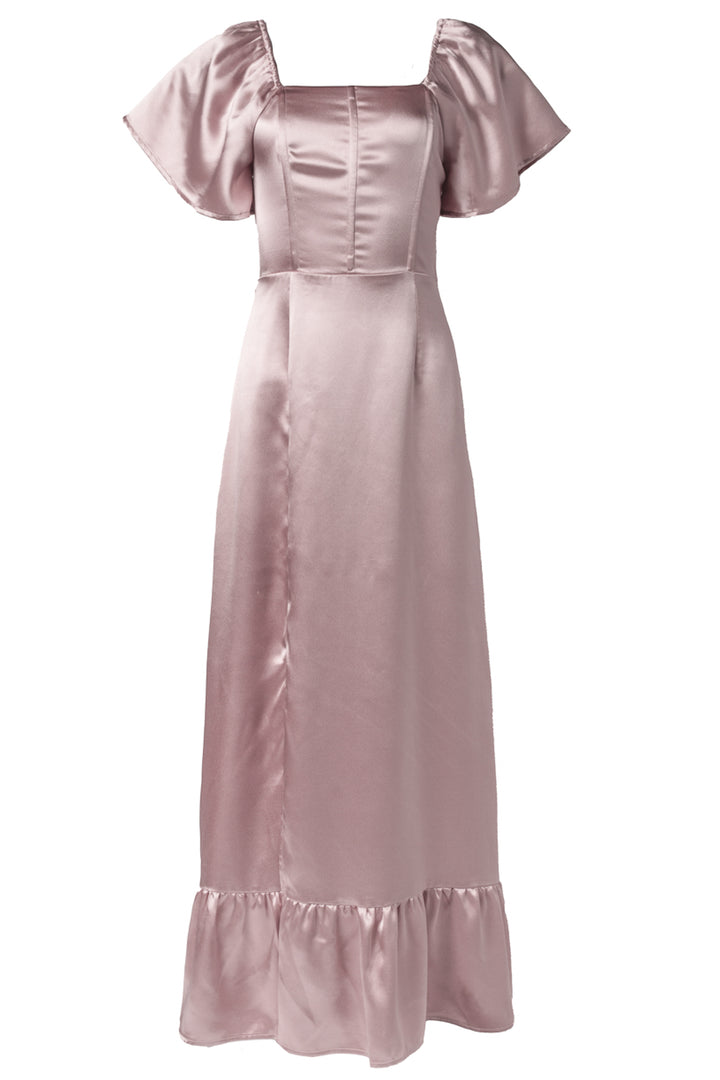 Maddie Dress in Blush Satin-Adult