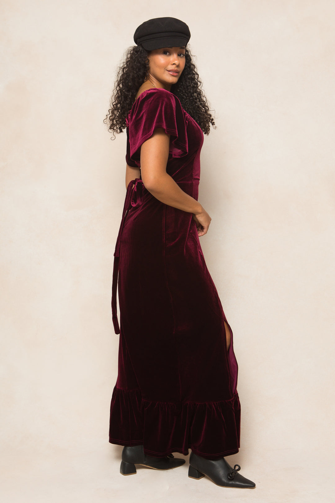 Maddie Dress in Wine Velvet - FINAL SALE