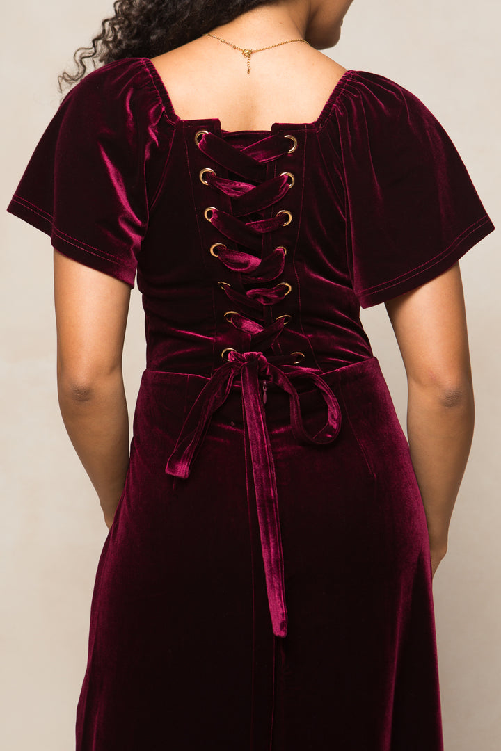 Maddie Dress in Wine Velvet - FINAL SALE