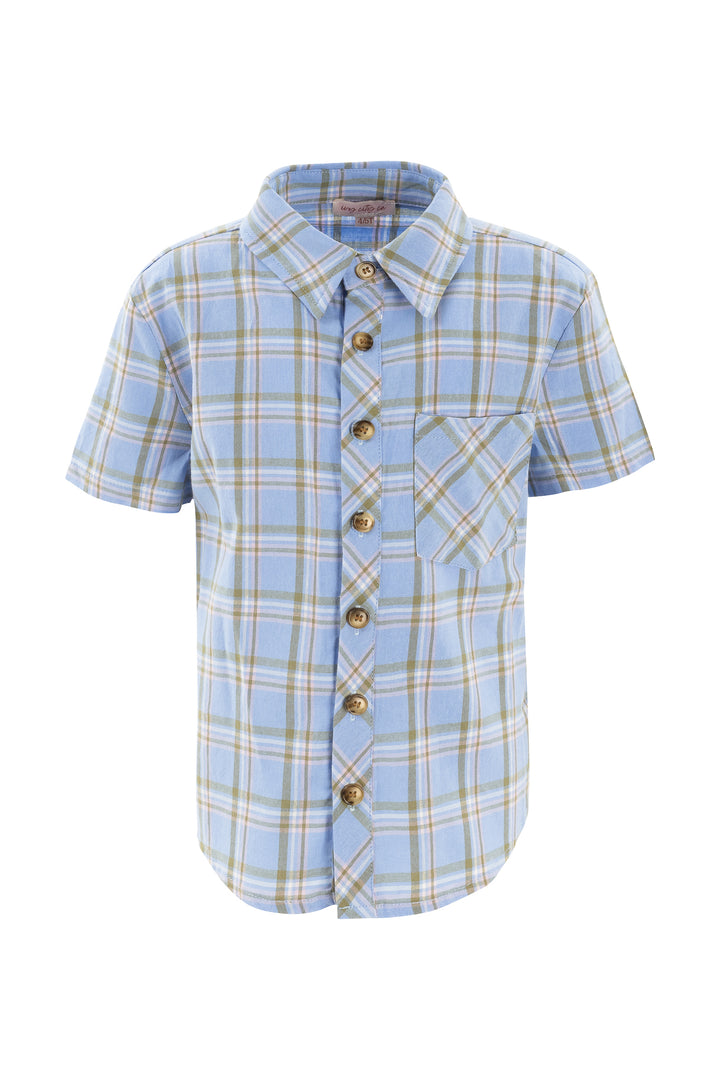 Boys James Shirt in Madeline Light Blue Plaid