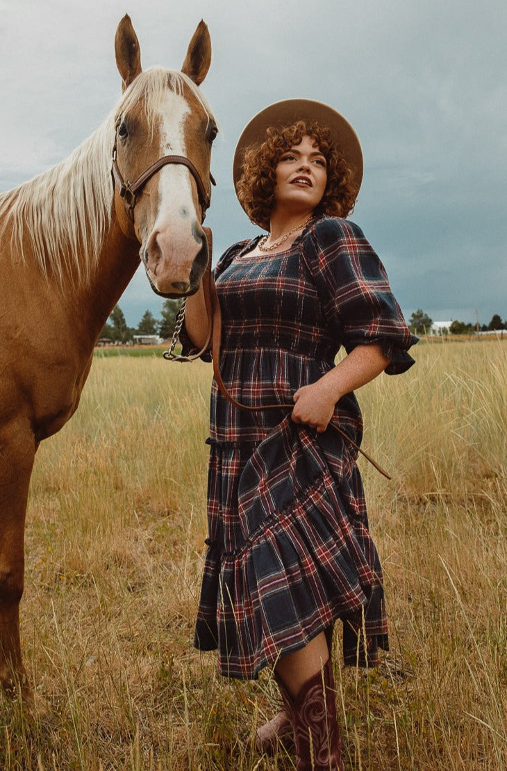 Madeline Dress in Navy Plaid - FINAL SALE