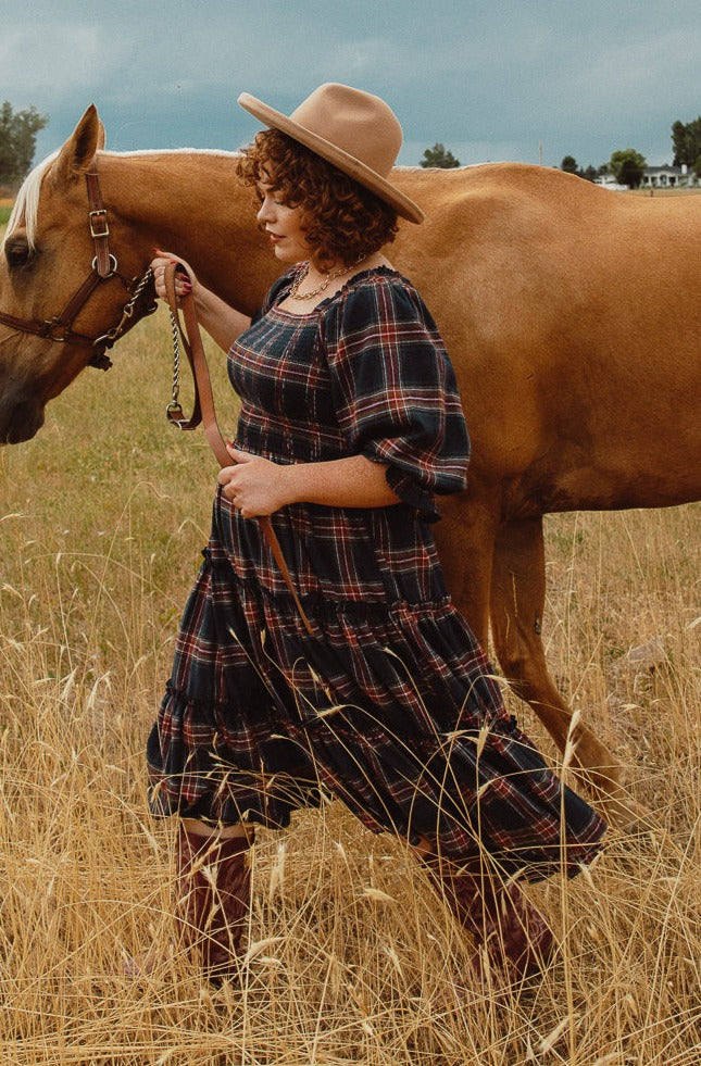 Madeline Dress in Navy Plaid - FINAL SALE