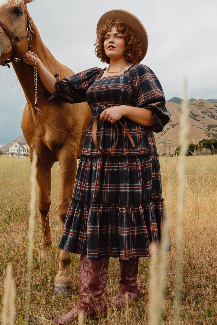 Madeline Dress in Navy Plaid - FINAL SALE