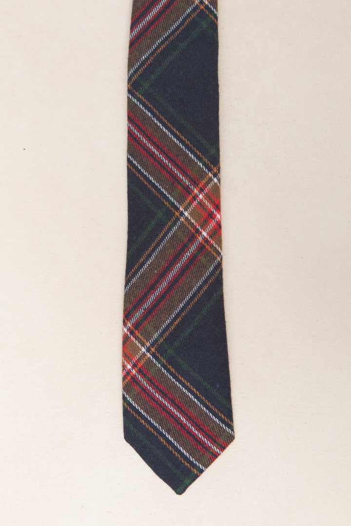 Mens Max Tie in Madeline Navy Plaid - FINAL SALE