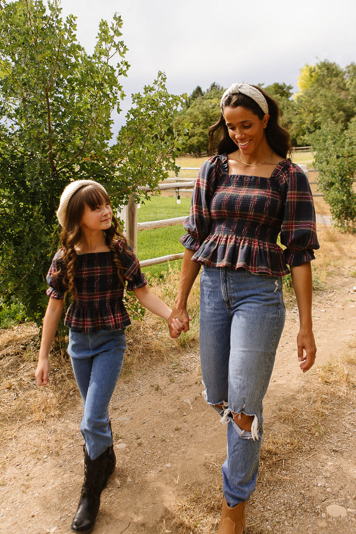 Mini Madeline Top in Navy Plaid - FINAL SALE