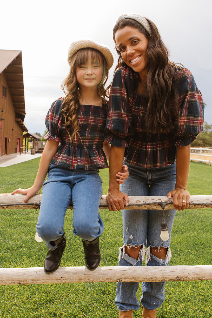 Mini Madeline Top in Navy Plaid - FINAL SALE