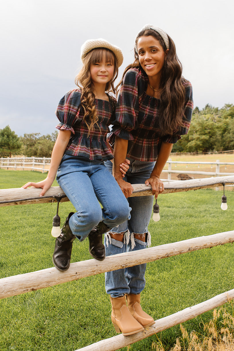 Mini Madeline Top in Navy Plaid - FINAL SALE